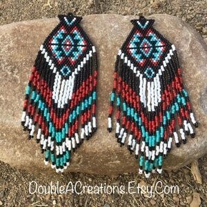 Southwest Beaded Earrings, New, Handmade by Me